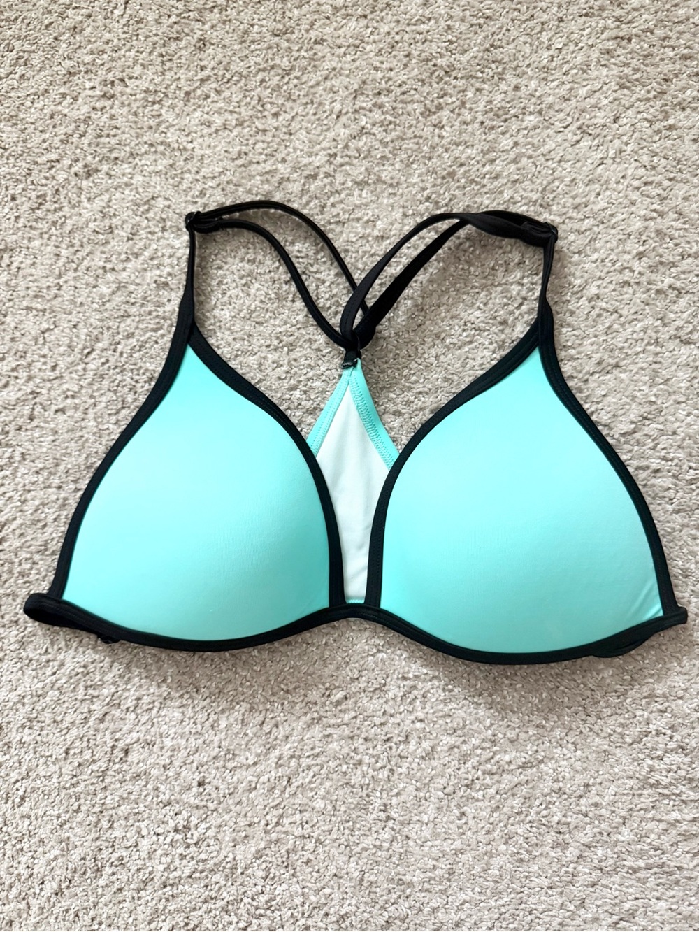 PINK Victoria's Secret Mint Green Black Trim Triangle Bralette Size M